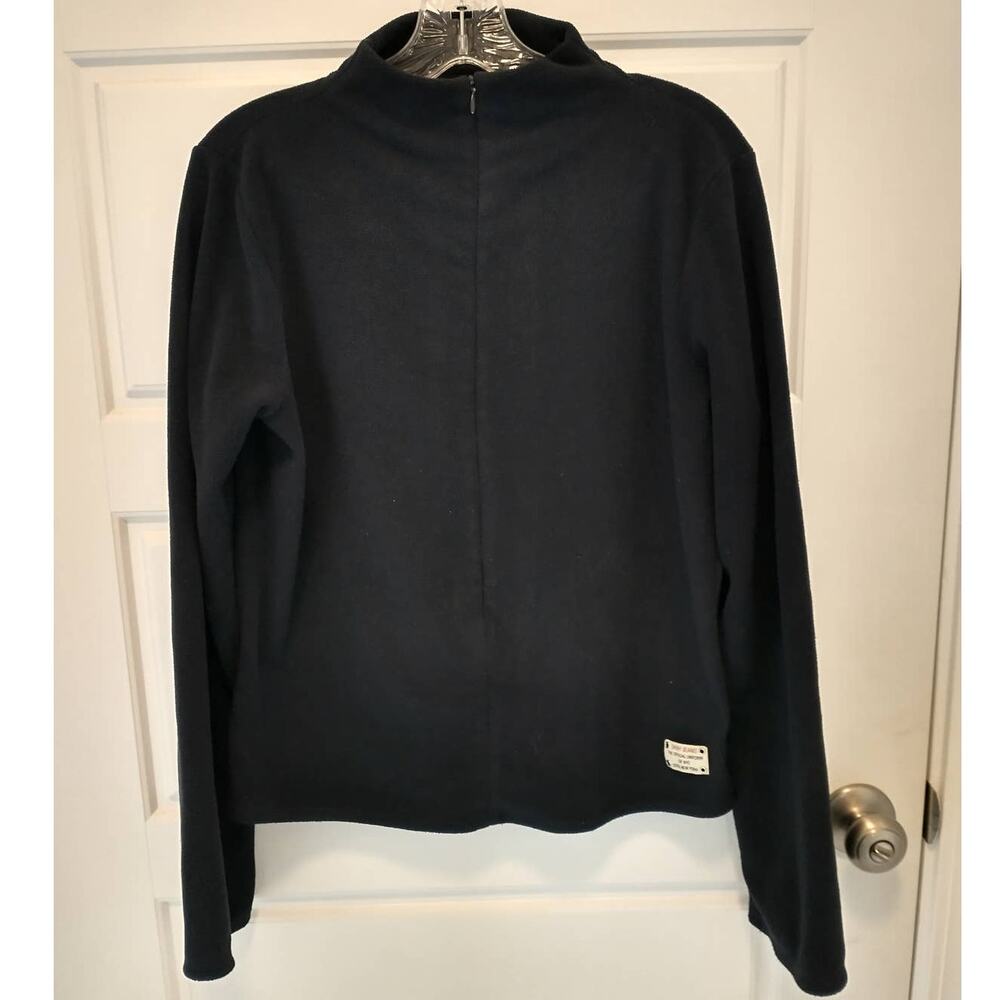 DKNY Women's 3/4 Zip Fleece Jacket Mock Neck Pullover Navy Blue Large